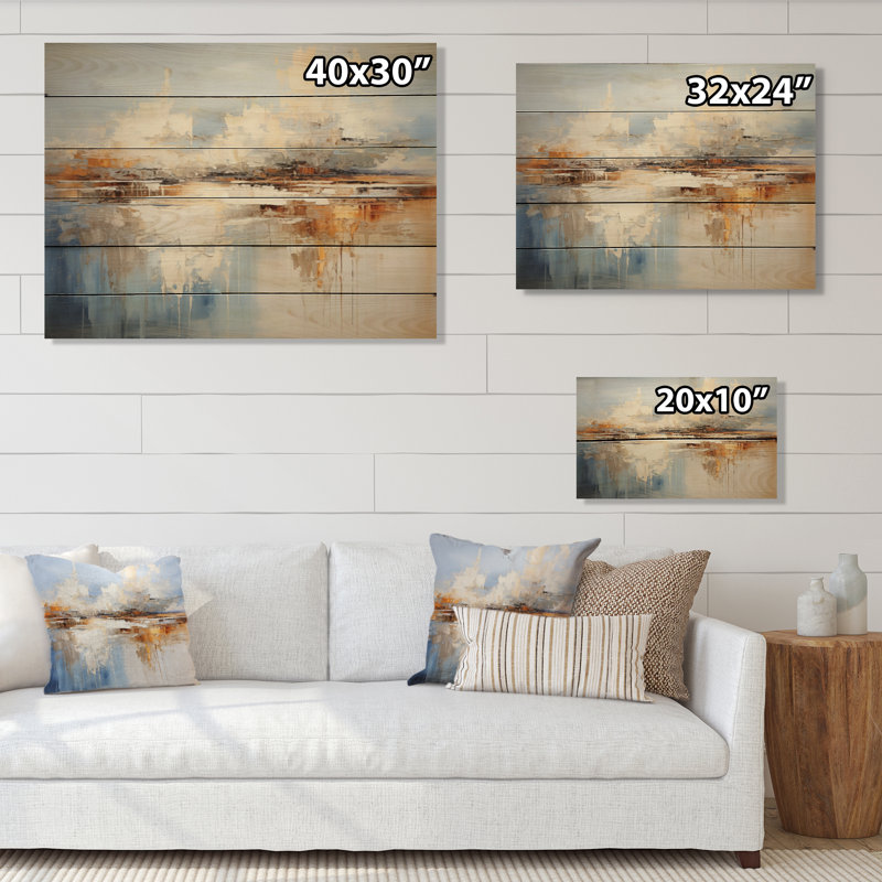 Coastal Ocean Coastal Reflections - Reproduction de paysages sur bois de pin naturel, H 24 po x l 32 po x P 0,78 po