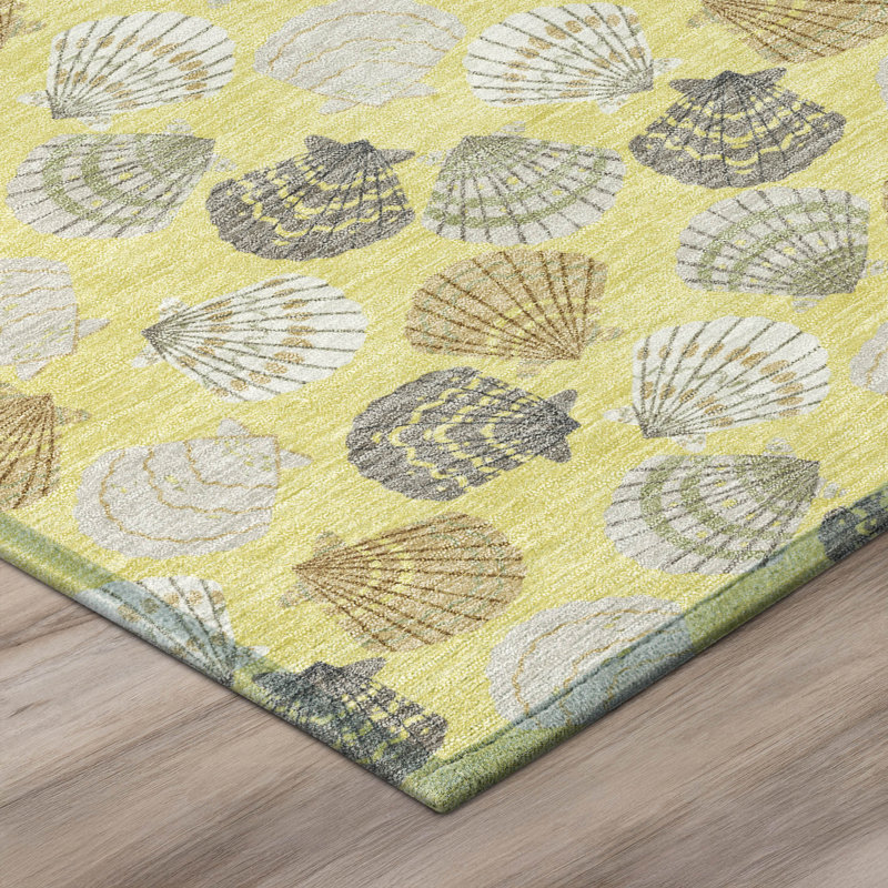 Tapis côtier intérieur / extérieur lavable à la machine ACN2986, Jaune, 3 pi x 5 pi