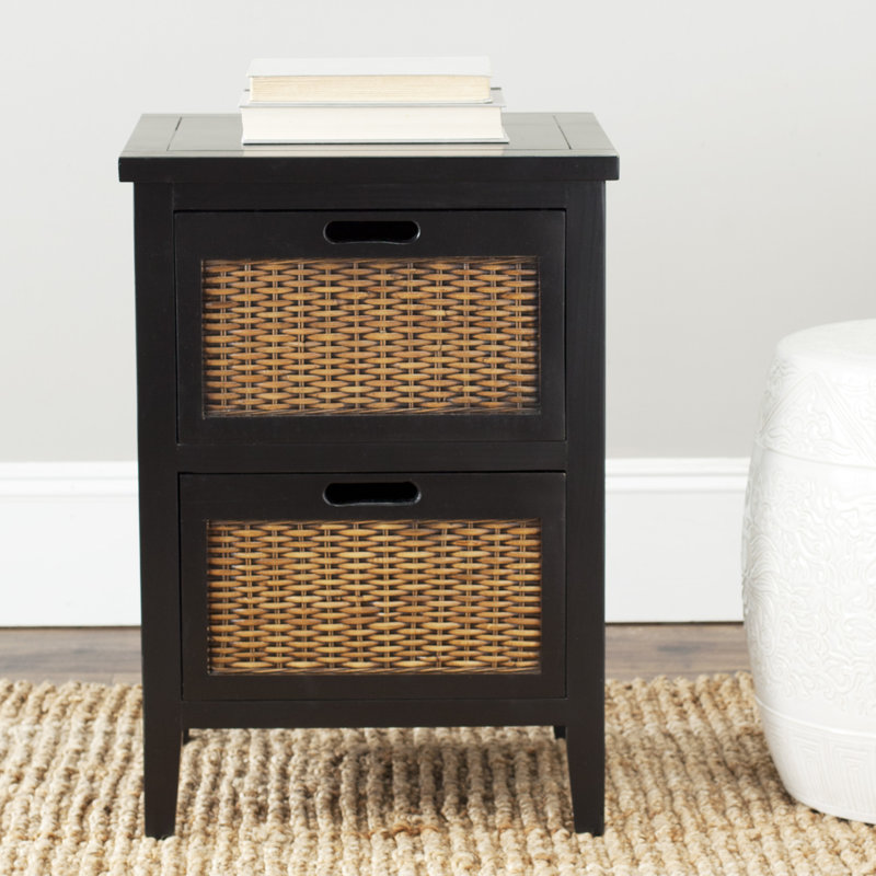 Aprille 16.9'' W Solid Wood Nightstand, Black