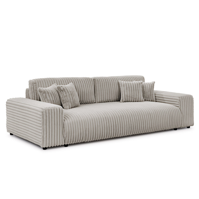 Mollis 4 Seater Corduroy Sofa Bed, Light Grey