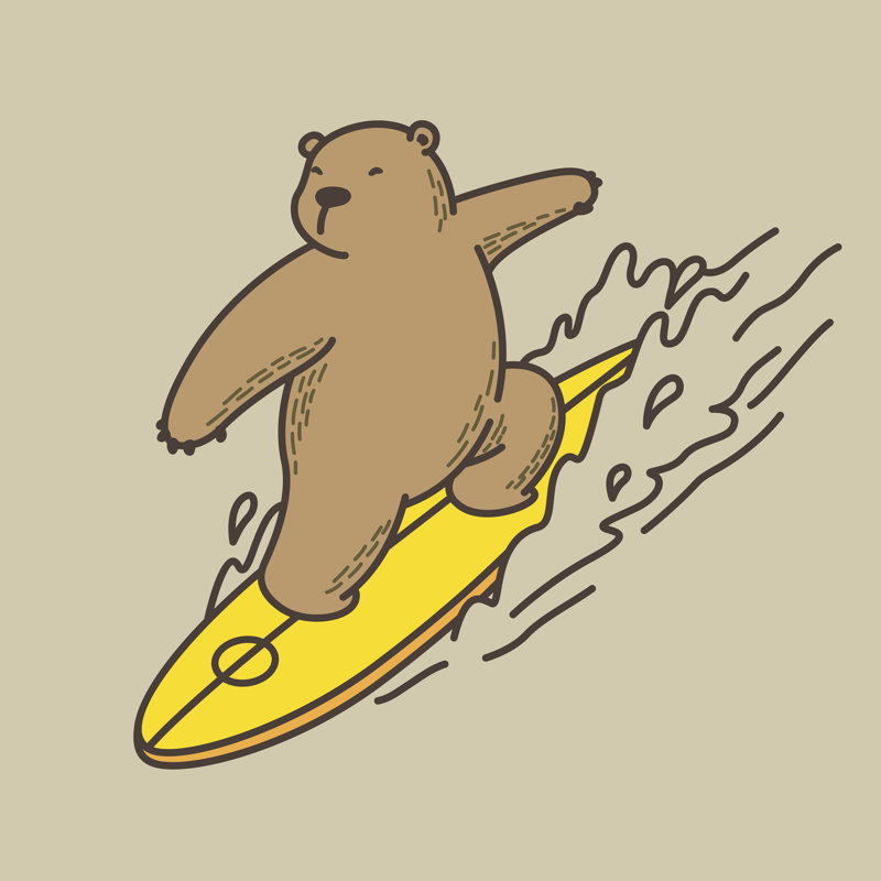 Polar Bear Surfing - Wrapped Canvas Print, 30cm H x 30cm W x 3.8cm D
