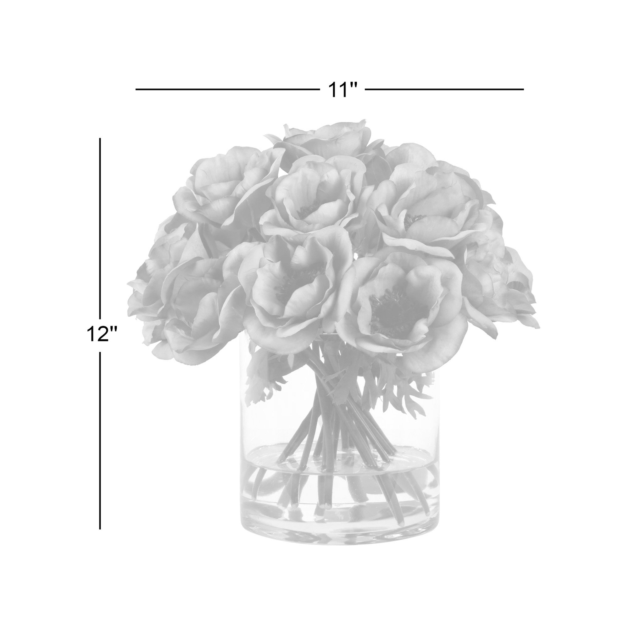 Poppy Floral Arrangement in Vase, White