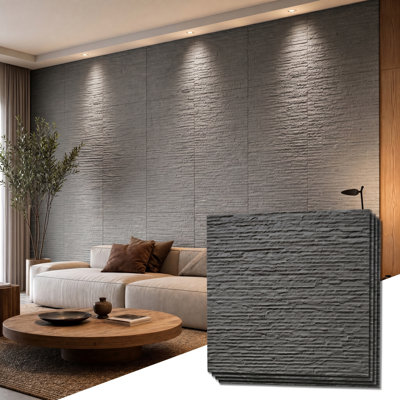 23.6" x 23.6" Flexible Real Stone Composite 3D Wall Panel(8-pack)