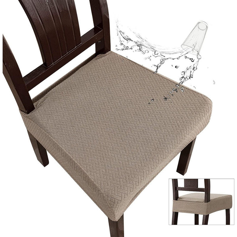 Housses de chaise de salle à manger imperméables - taupe - ensemble de 4, recouvertes à l'arrière, résistant à l'eau