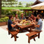 Table de pique-nique carrée pour 8 personnes avec trou pour parasol