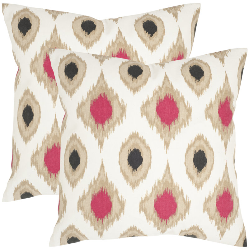 Miranda Ikat Cotton Linen Square Throw Pillows, Set of 2