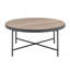 Table basse, plateau rond en bois avec structure en métal, chêne gris vieilli