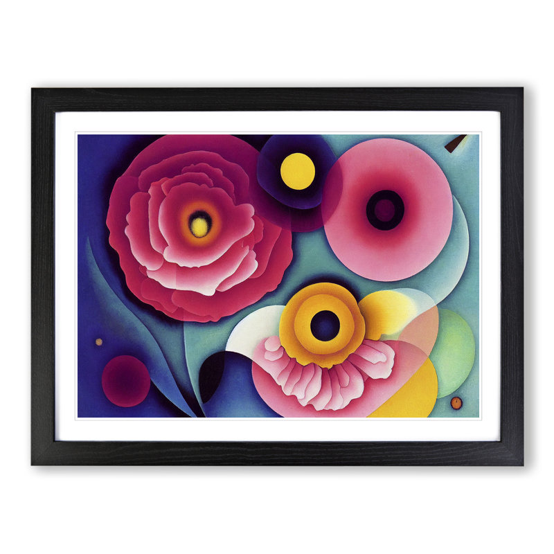 Abstract Carnation Flowers - Framed Print, 34cm H x 46cm W x 2cm D, Black