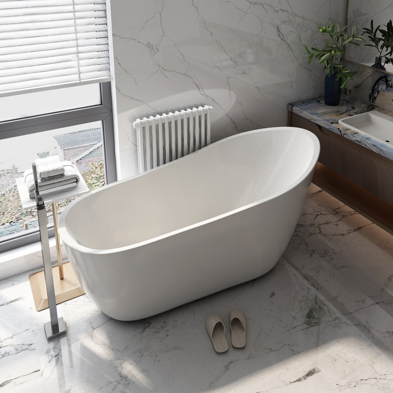63'' x 30.7'' Freestanding Soaking Acrylic Bathtub