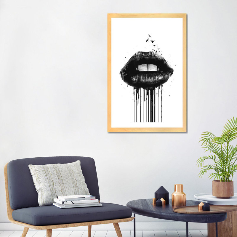 « Dead Love » par Balazs Solti-impression d’art graphique, Toile avec cadre en bois beige, H 32 po x l 24 po x P 1 po, Blanc