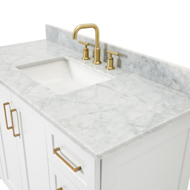 ARIEL TAYLOR 49 IN SINGLE RECTANGLE SINK VANITY, Rectangle, 54", White
