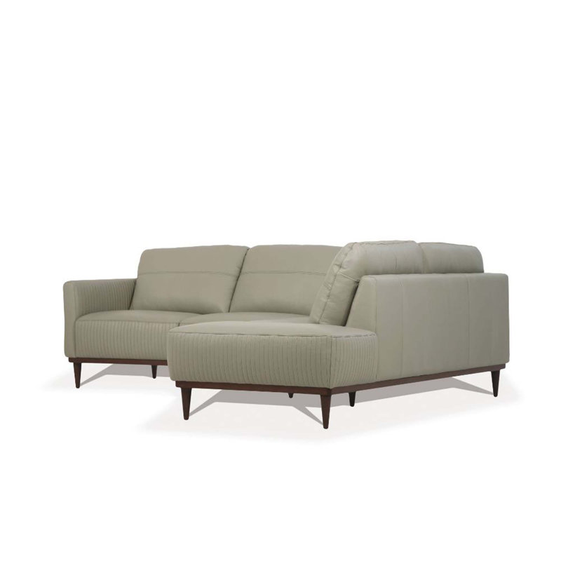 Canapé et canapé modulaire en L deux pièces en cuir vert clair