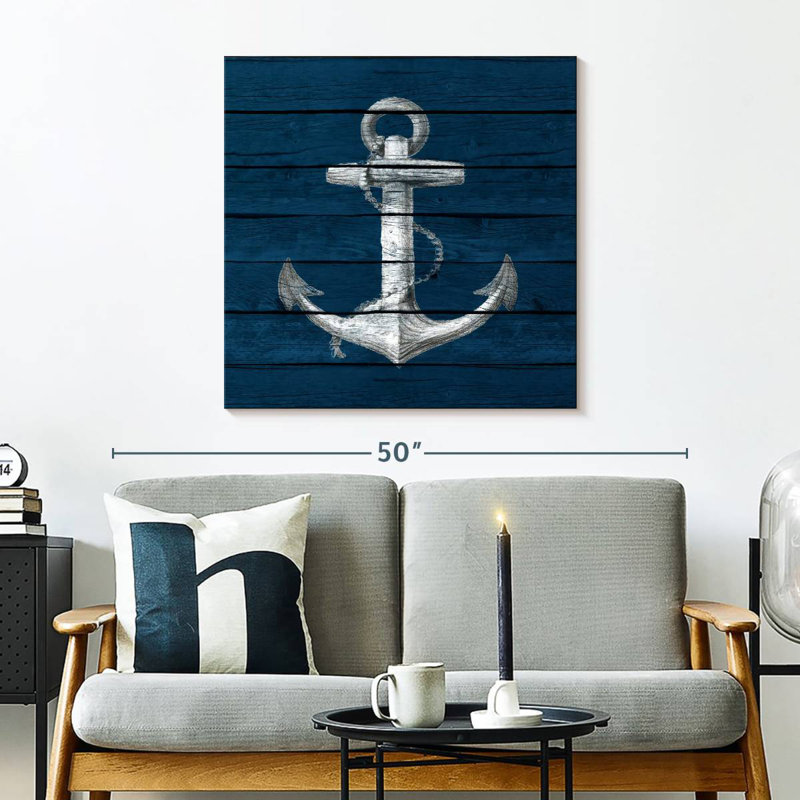 Aletra ancre sur bois bleu, H 30 po x l 30 po
