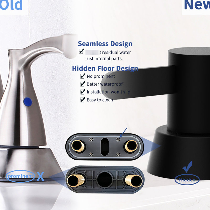 Matte Black Bathroom Faucet For Rv With 2 Handles - Modern Lavatory Solid Brass Plastic And Stainless Steel 3 Hole Sink In Installation