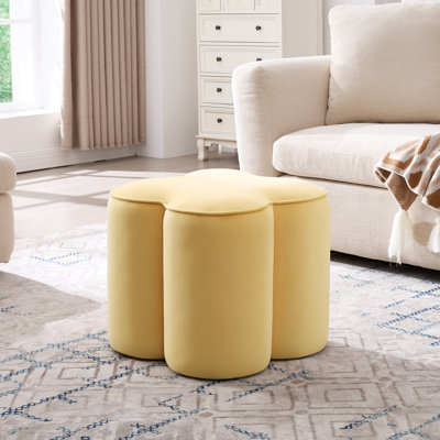 Leiani 18.5" Wide Boulce/Velvet/Linen Upholstered Ottoman