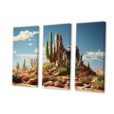 Cactus vert et bleu du désert au Nevada - Art mural floral cactus
