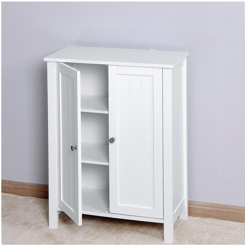 Armoire de rangement pour salle de bain avec tablette réglable à double porte, blanc