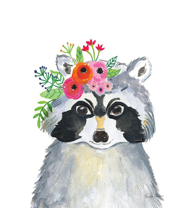Art sur toile tendue par Red Barrel Studio® Zaman, Farida, Sweet Raccoon, H 24 po x l 19 po