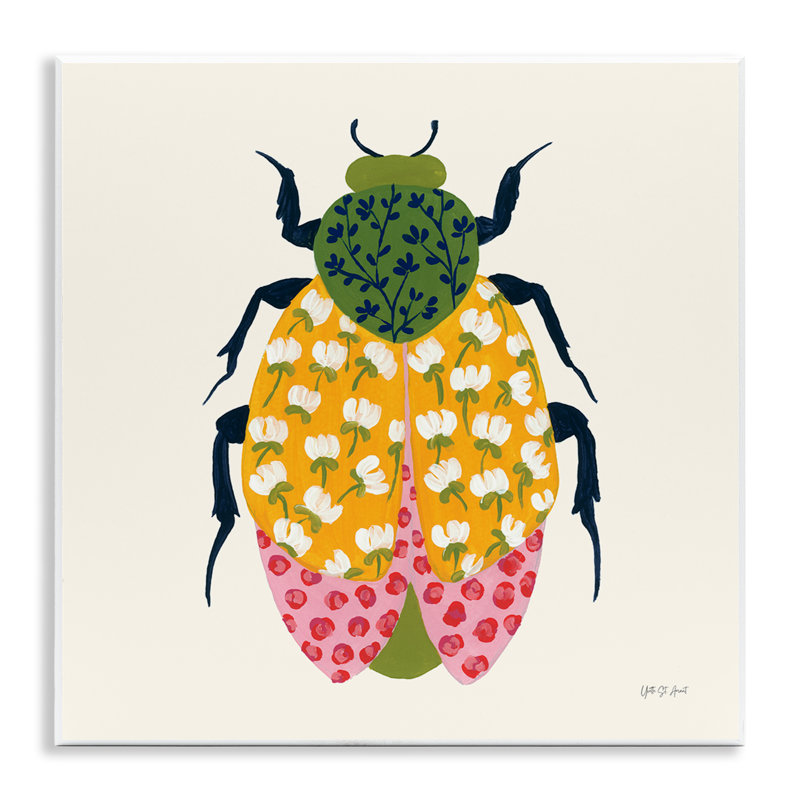  "Mixed Blooms Beetle", art mural sur bois par Yvette St. Amant