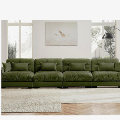 Canapé modulaire surdimensionné en velours super confortable avec repose-pieds mobile