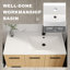 Meuble-lavabo mural 36 po en chêne clair avec lavabo droit, 2 portes et 2 tiroirs