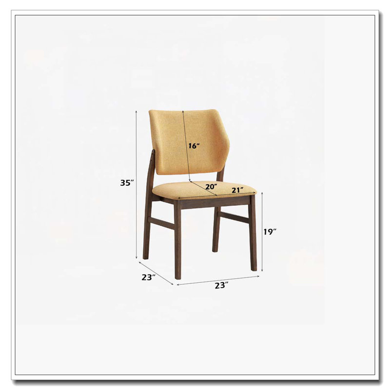 Chaises de salle à manger rembourrées avec cadre en bois, Jaune