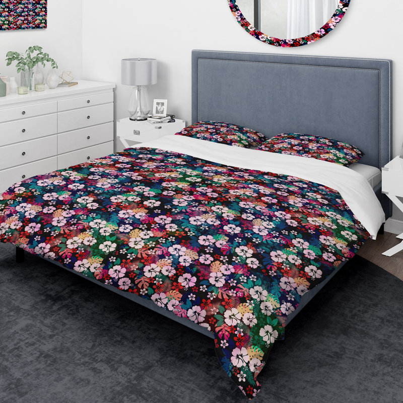 Ensemble de housse de couette en microfibre rouge / rose , Housse de couette très grand + 2 taies décoratives