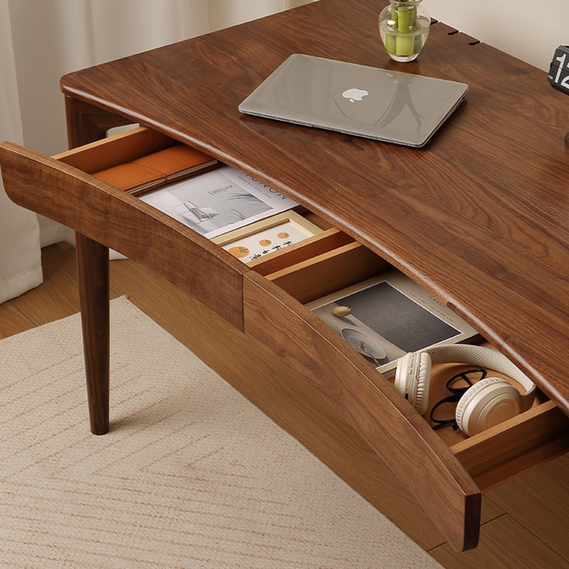 American style solid wood curved desk