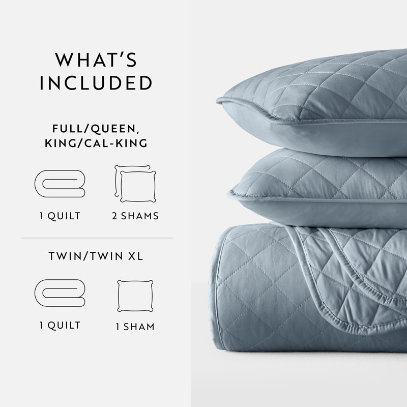 Dusk Blue Twin Reversible Microfiber Quilt Set