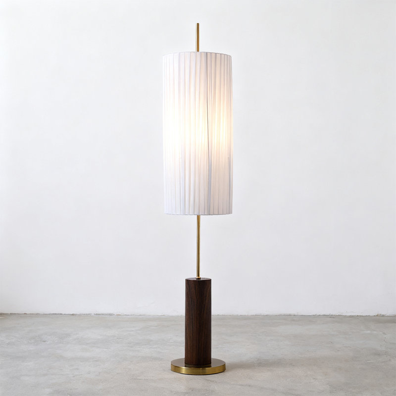 Modern minimalist hardware fabric wood solid floor lamp, Walnut