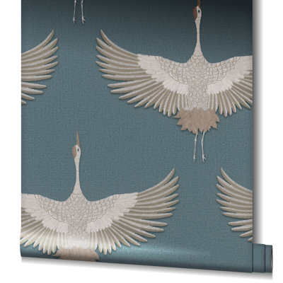 Amariyana Collection Textured Stork Design Wallpaper Roll