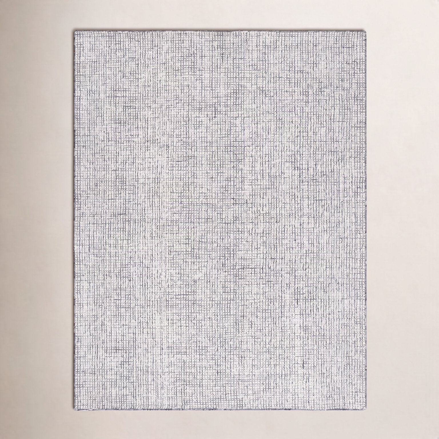 Rowe Ivory Black Hand-Tufted Checkered Rug, Rectangle 10' x 14'