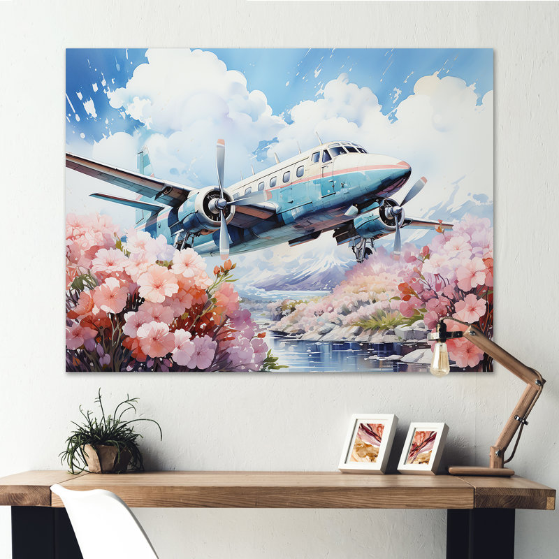 Art floral de l'aviation - impressions sur toile, Toile tendue, H 30 po x l 40 po x P 1,5 po
