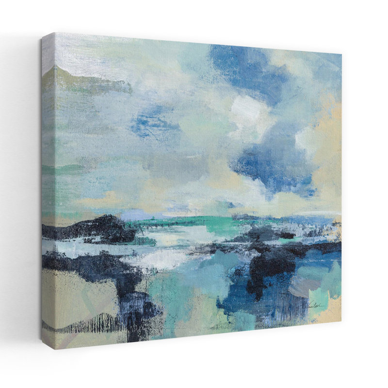Coastal Coastal Blues I avec art abstrait aqua, H 24 po x l 24 po