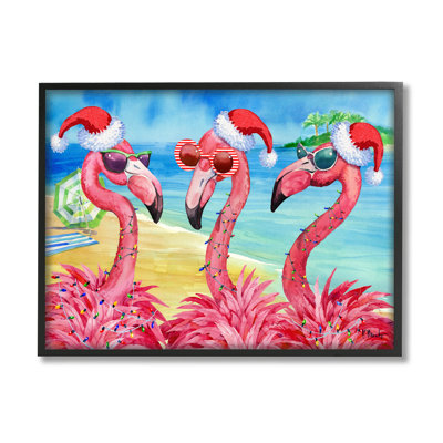 " Holiday Lights Flamingos Beach " by Paul Brent