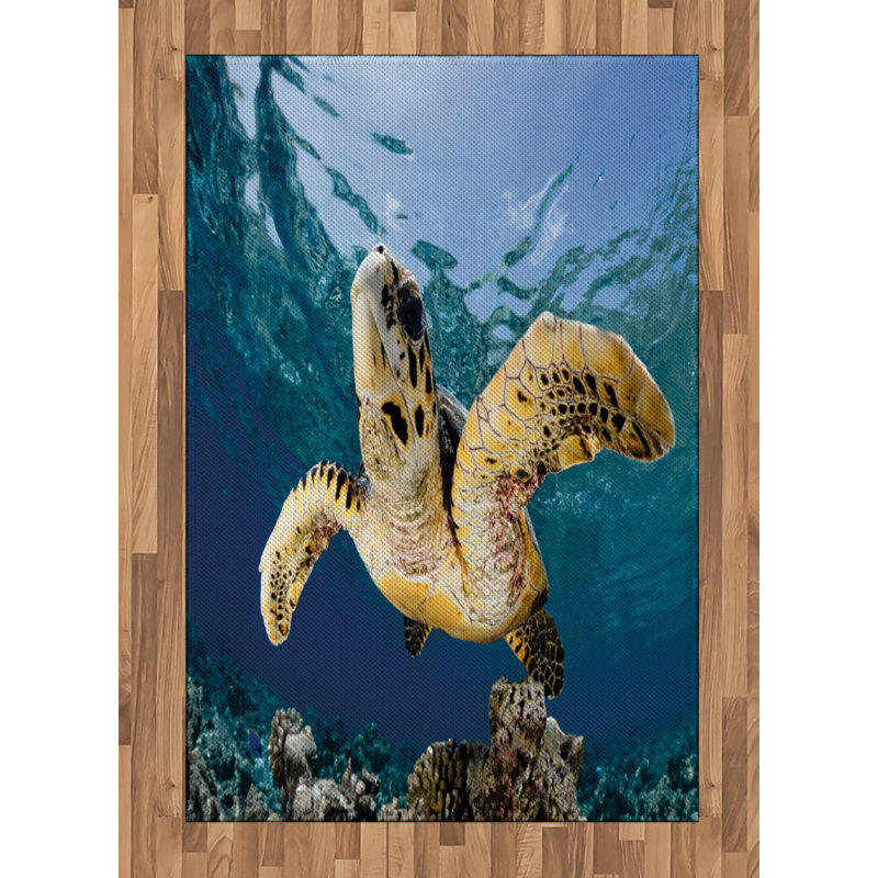 Tapis décoratif à longues fibres en polyester Ocean, Rectangle— 4 pi x 5 pi 8 po