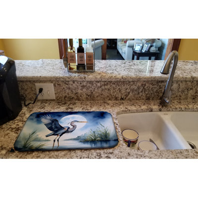 Blue Heron Under the Moonlight Dish Drying Mat