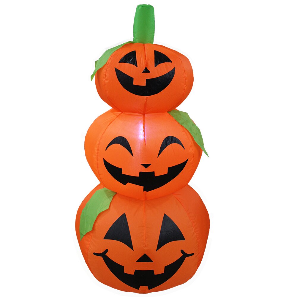 The Holiday Aisle® Outdoor Halloween Pumpkin Stack Inflatable & Reviews ...