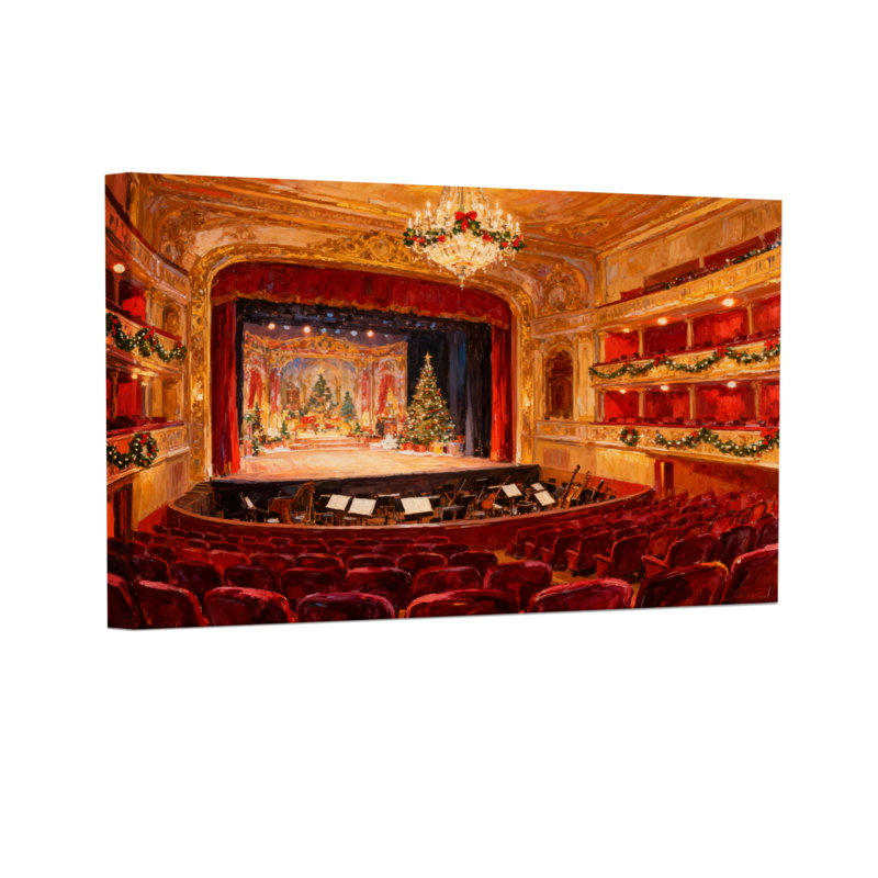 Opéra de Noël intérieur, ensemble de 3 décorations d'art sur toile, H 12 po x l 18 po