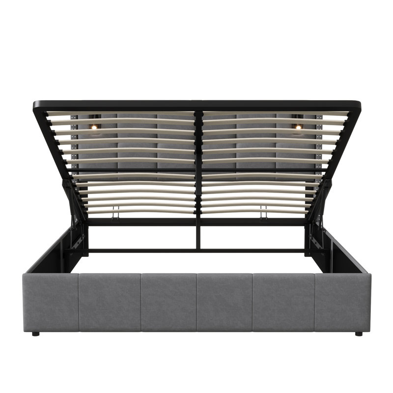 Upholstered Ottoman Storage Bed, European Kingsize (160 x 200 cm), Grey