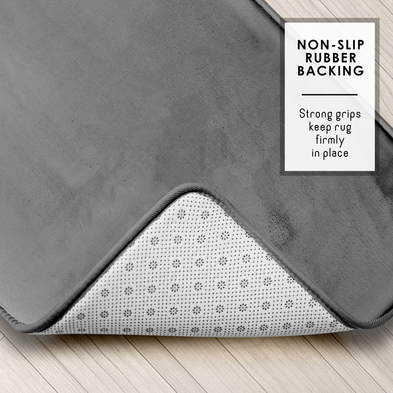 Aighan 3 Piece Ultra Soft and Absorbent Memory Foam Bath Rug Set with Non-Slip Backing, Med Gray