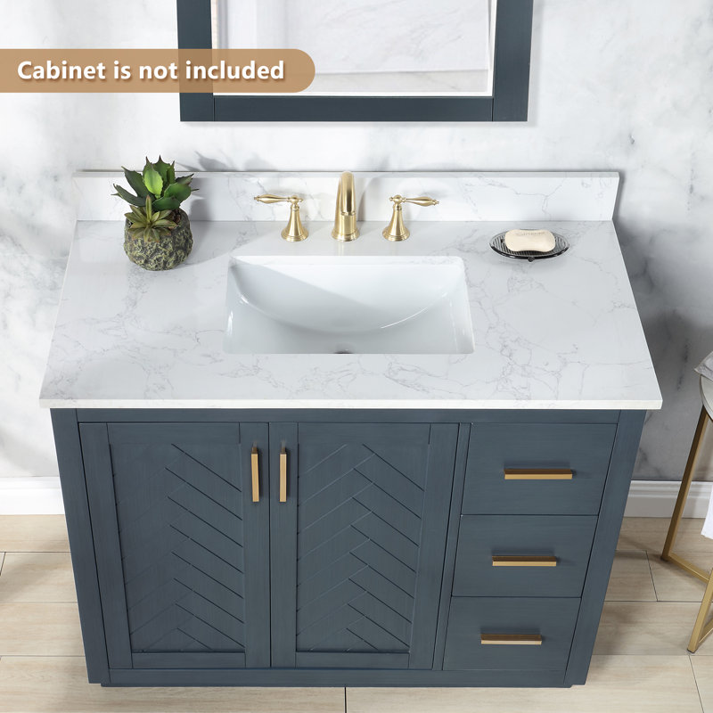 Ceres 43" Grain White Engineered Stone Vanity Top with Sink