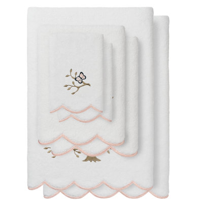  Ensemble de serviettes 100% coton turc à motif festonné 6 pièces Teresa
