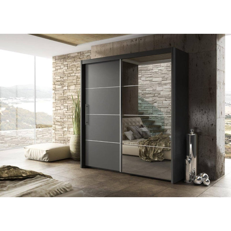 2 Door Solid + Manufactured Wood Wardrobe, Graphite