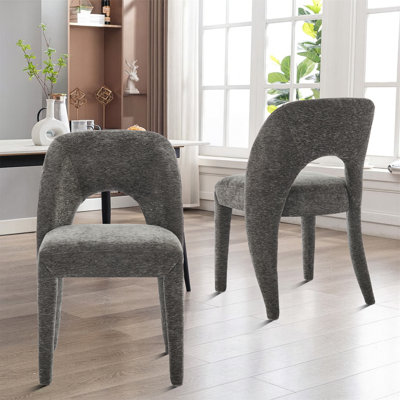 Set of 2 Modern Upholstered Dining Chairs with Curved Backrest, Stylish Fabric Seating and Sturdy Frame