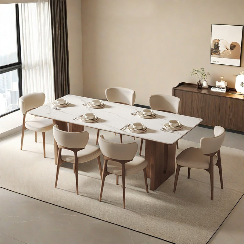 Ensemble de table de salle à manger rectangulaire European Light Luxury, H 29,5 po x L 86,6 po x l 35,4 po