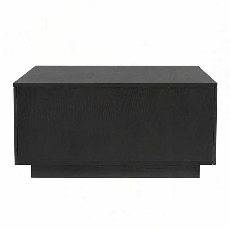 33.25" Square Coffee Table with 4 Drawers, Black