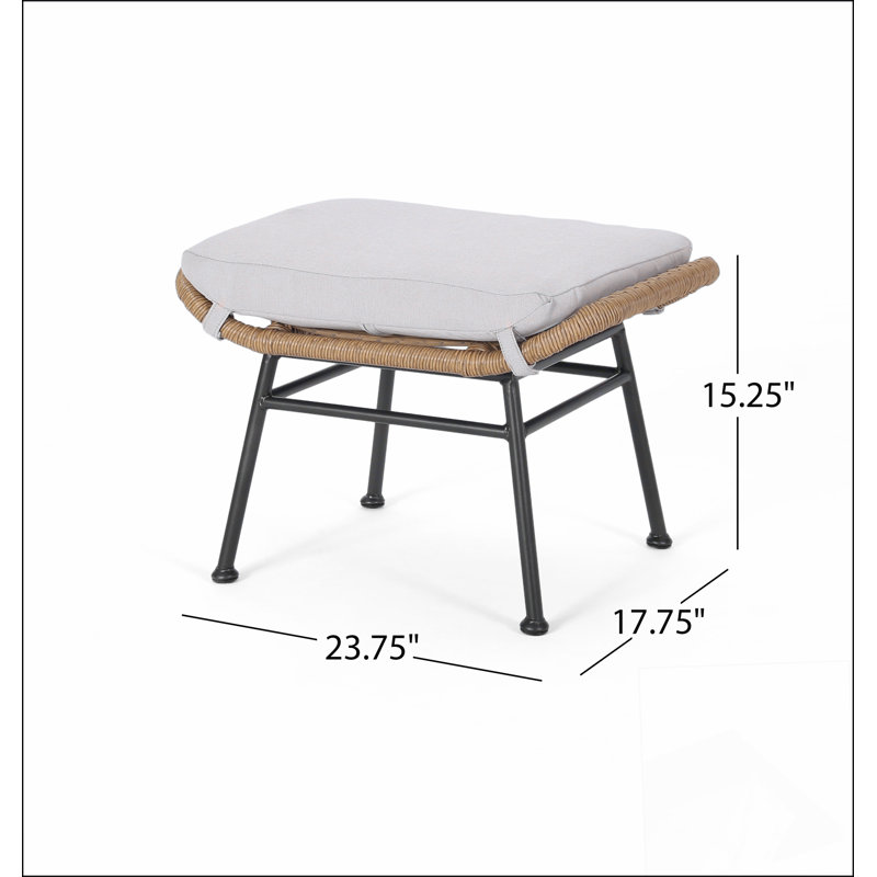 Repose-pieds d'extérieur en rotin synthétique Montana Light, Beige