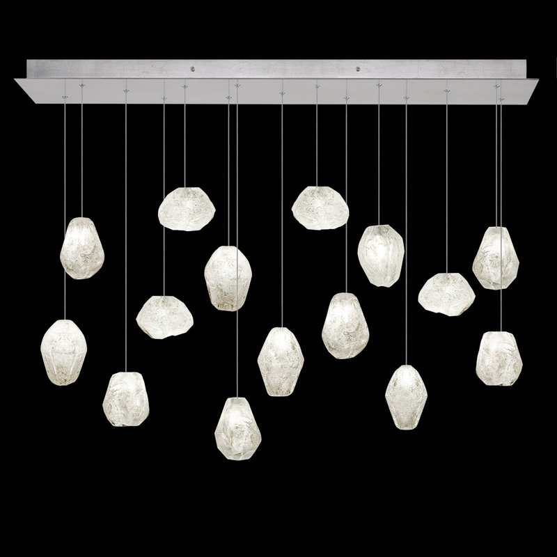 Luminaire suspendu 48 po Natural Inspirations, Argent, Quartz transparent