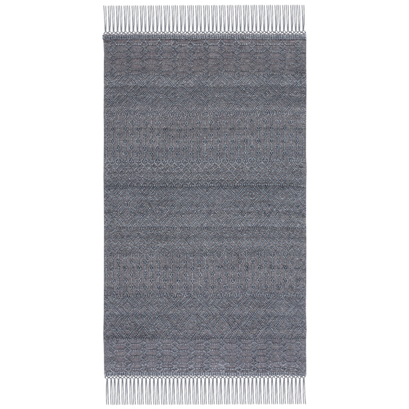Tapis gris foncé tissé à la main Leedey, Rectangle 8 pi x 10 pi